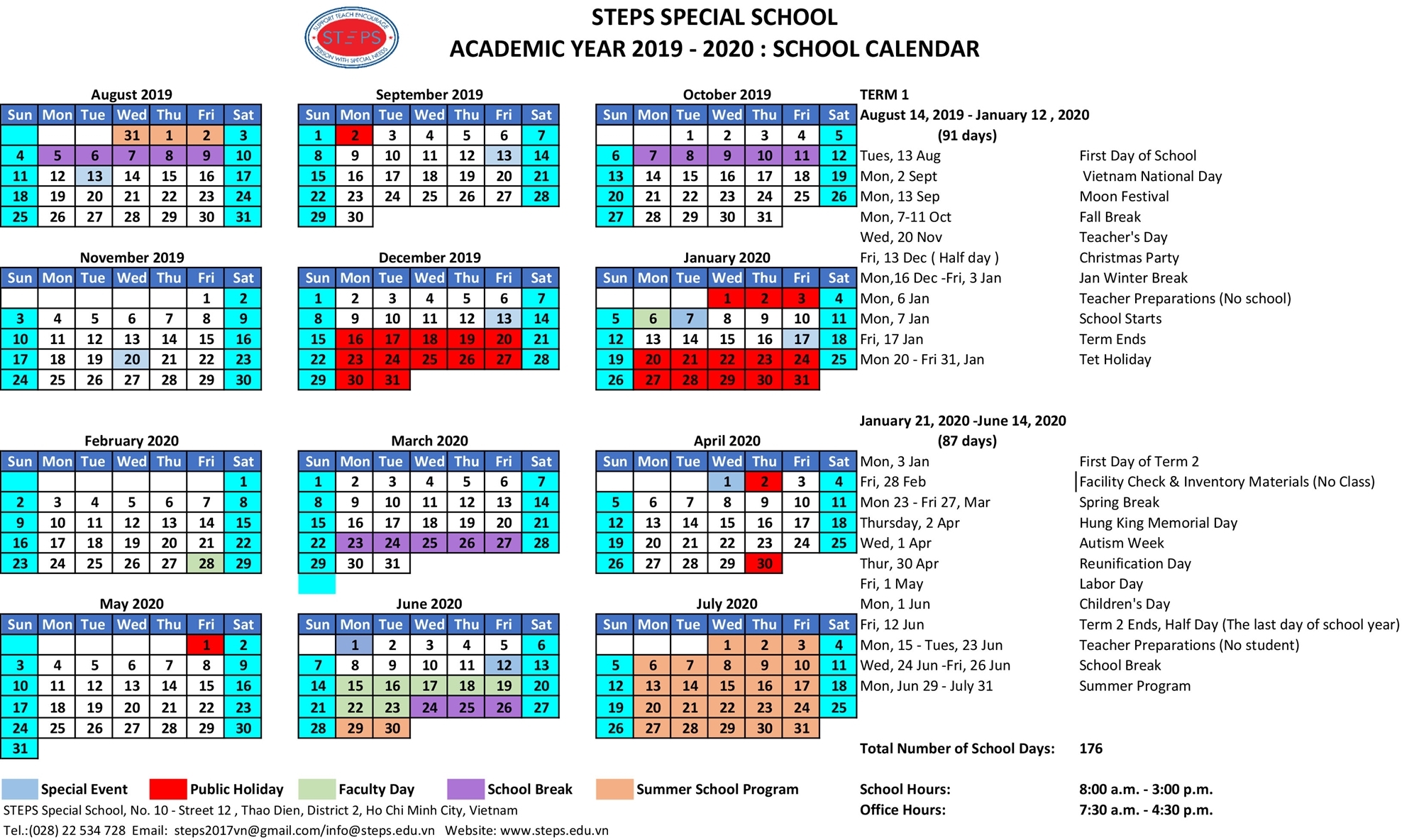School Calendar 2019 - 2020